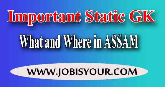 Important GK Questions | 61+ WHAT AND WHERE in ASSAM